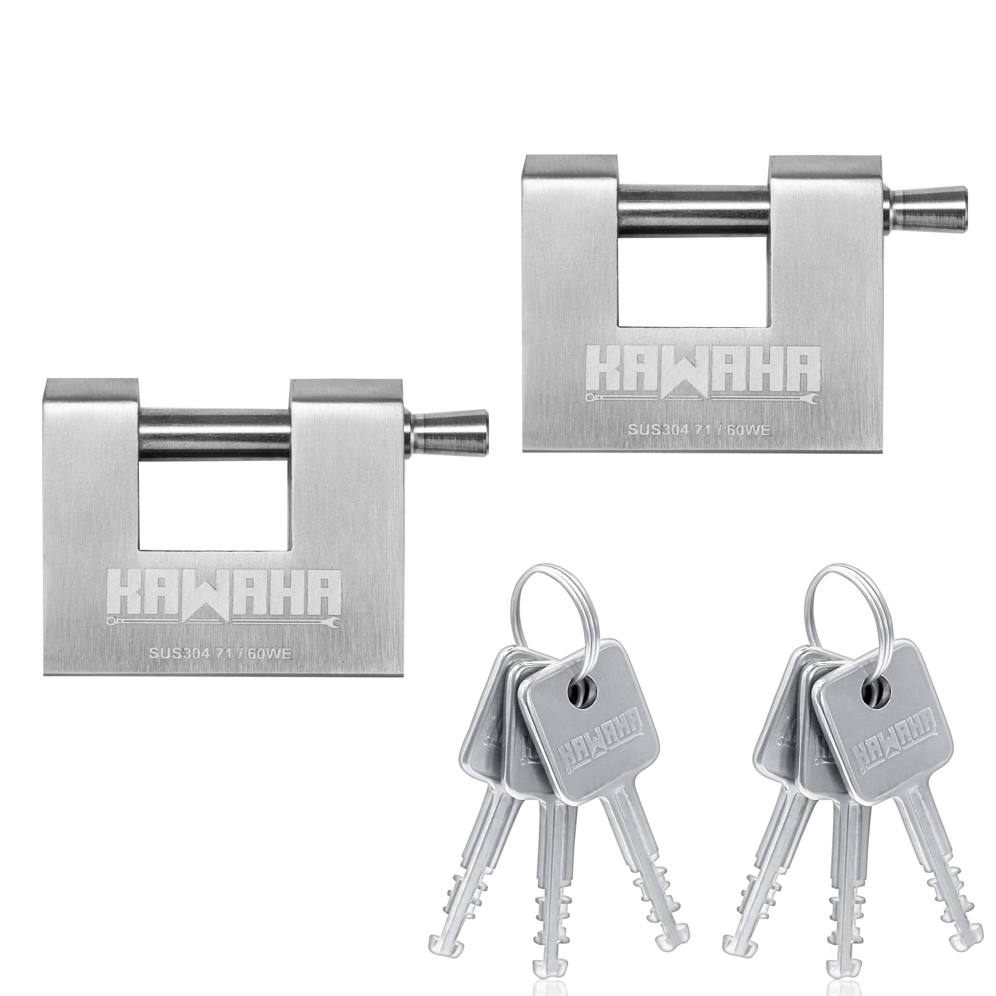 KAWAHA 71/60-2PS Stainless Steel D-Shaped Padlock with Stainless