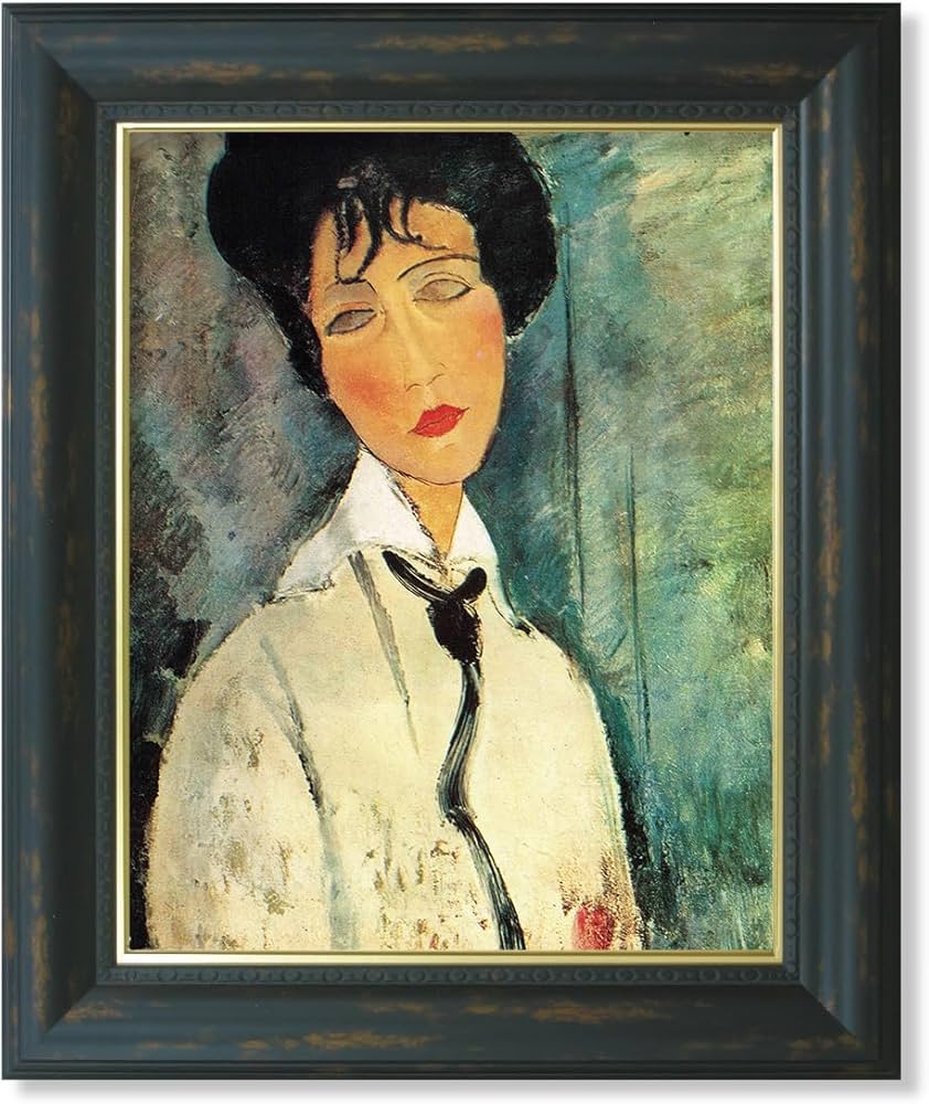 Amazon.co.jp: AC HAN026 モディリアーニ 黒いネクタイの女 F6 額入り