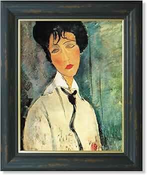 Amazon.co.jp: AC HAN026 モディリアーニ 黒いネクタイの女 F6 額入り