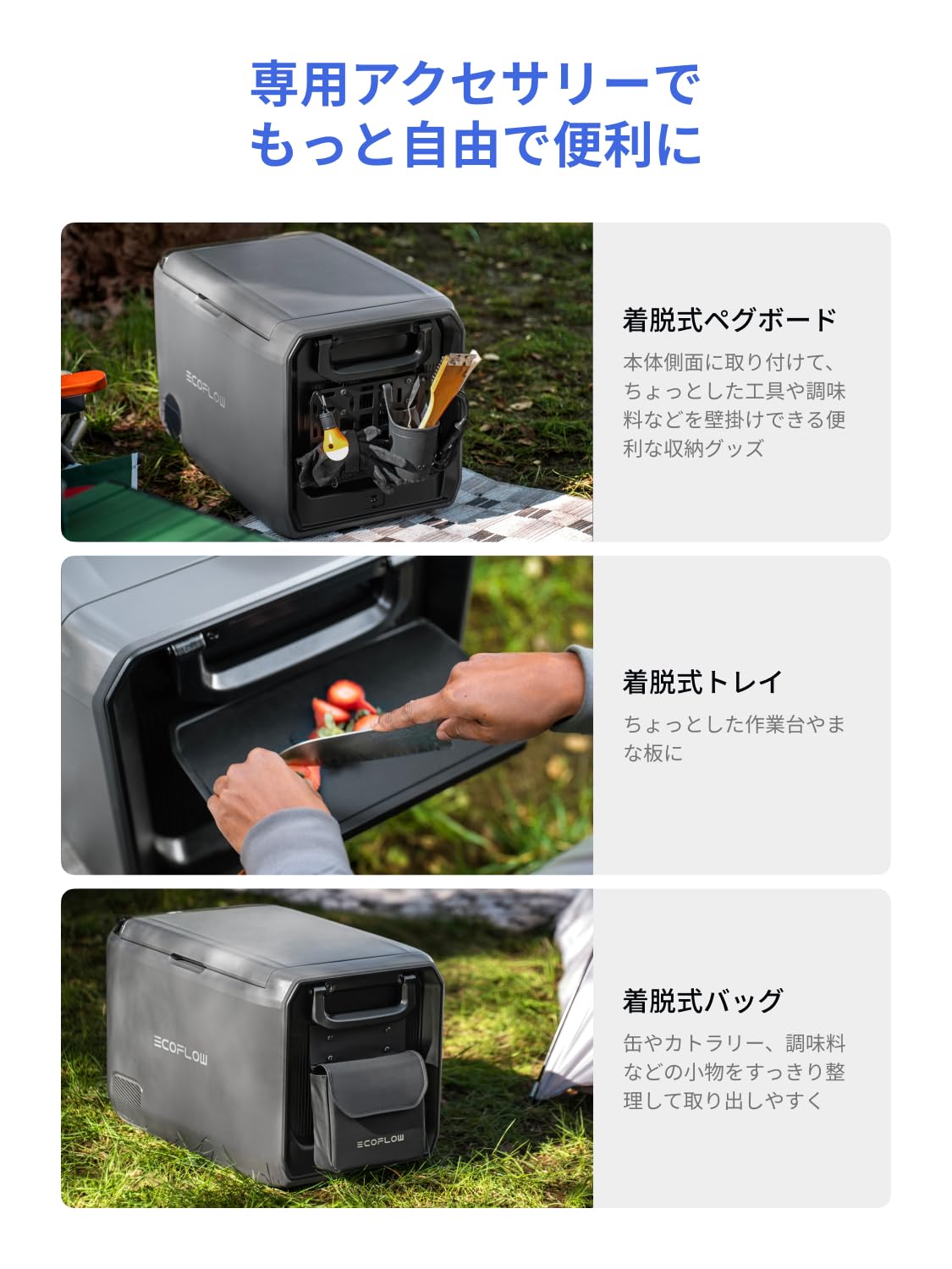 ECOFLOW ポータブル冷蔵庫 Cyclopentane グレー 55L EcoFlow、製氷機を