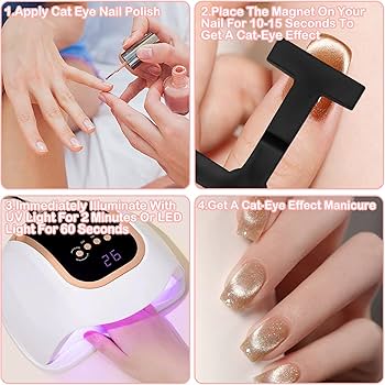Cat Eye Magnet for Nails, 5 In 1 Nail Magnet Cat Eye Gel Nail
