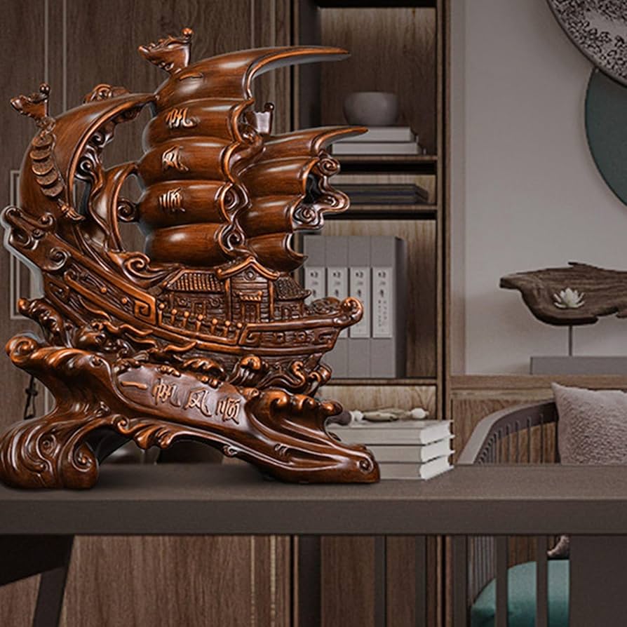 Amazon.co.jp: 船 置物 帆船 風水グッズ 帆船模型 開運 幸運 ‎ 縁起物