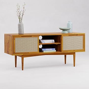 Amazon.com: Bme Oliver Solid Wood TV Console with Rattan Door
