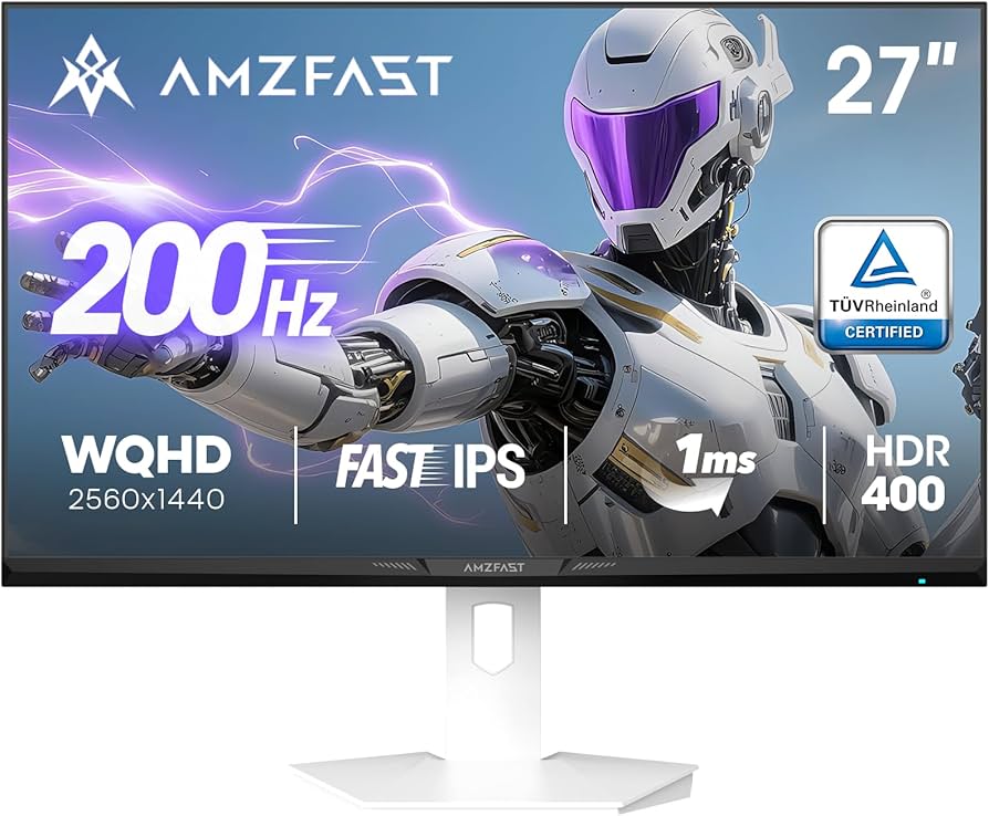 Amazon.com: Amzfast 27 inch 1440P 200Hz/180Hz White Gaming Monitor