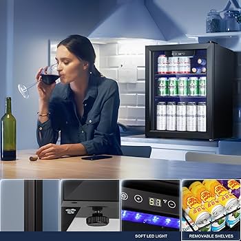 Amazon | 南極星飲料冷蔵庫クーラー - 60缶ミニ冷蔵庫ガラスドア