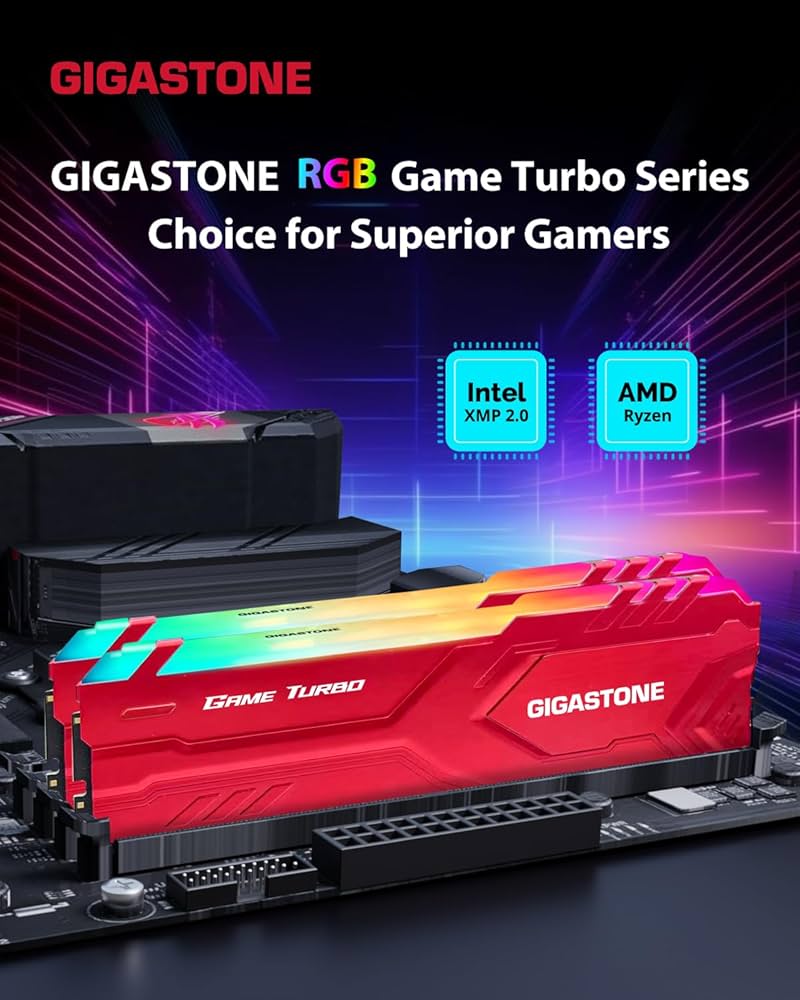 RGB DDR4 RAM】 GIGASTONE Game Turbo 16GB Kit (2x8GB) DDR4 3200MHz