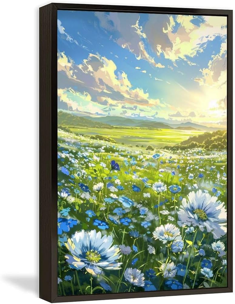 Amazon.co.jp: 絵画 山野に咲く花畑の美しい風景インテリア 絵画