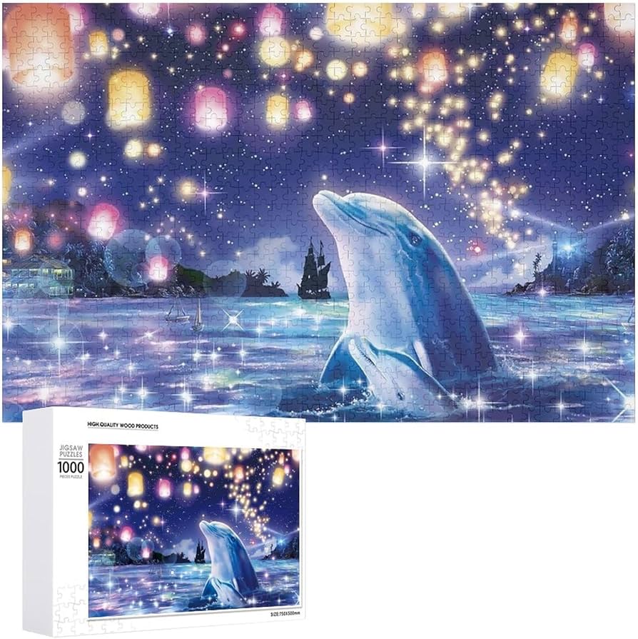 Amazon.co.jp: ジグソーパズル イルカ 星空 海 天灯 パズル 1000ピース