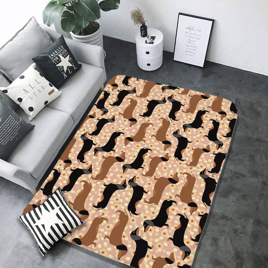 Amazon｜カーペット ダックスフンド 犬柄 ラグマット 100×150cm 絨毯