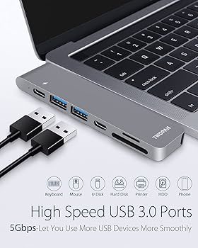 Amazon.com: TWOPAN USB C Hub for MacBook Pro, 7 in 2 USB C to 4K