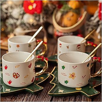 Amazon.co.jp: BOSUGE コーヒーカップ クリスマステーマ 陶器カップ