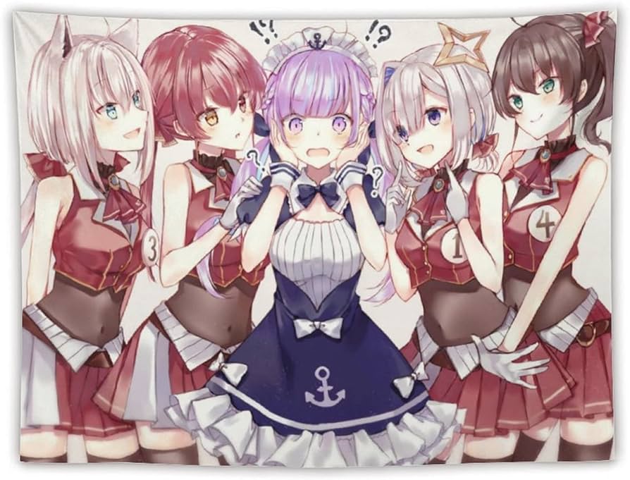 Amazon.co.jp: タペストリー 萌え キャラクター柄 VTuber 船長 まつり