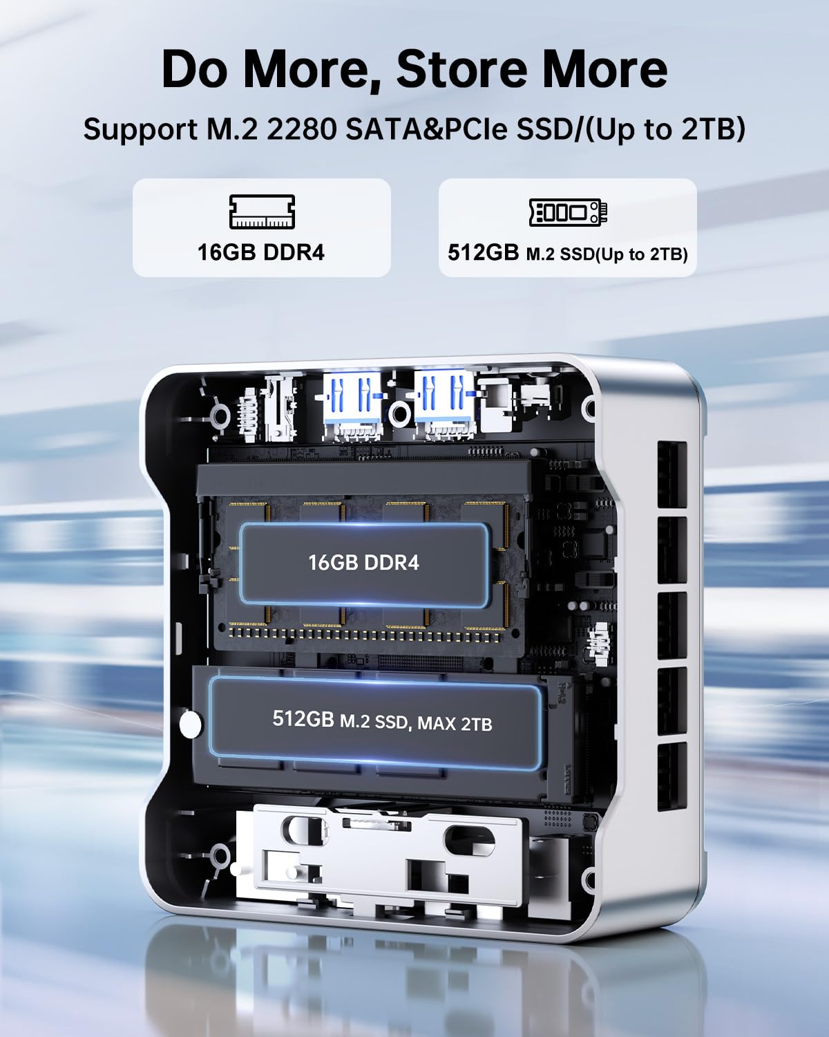 NiPoGi Mini PC 16GB RAM 512GB ROM, Intel Alder Lake-N95 3.4GHz