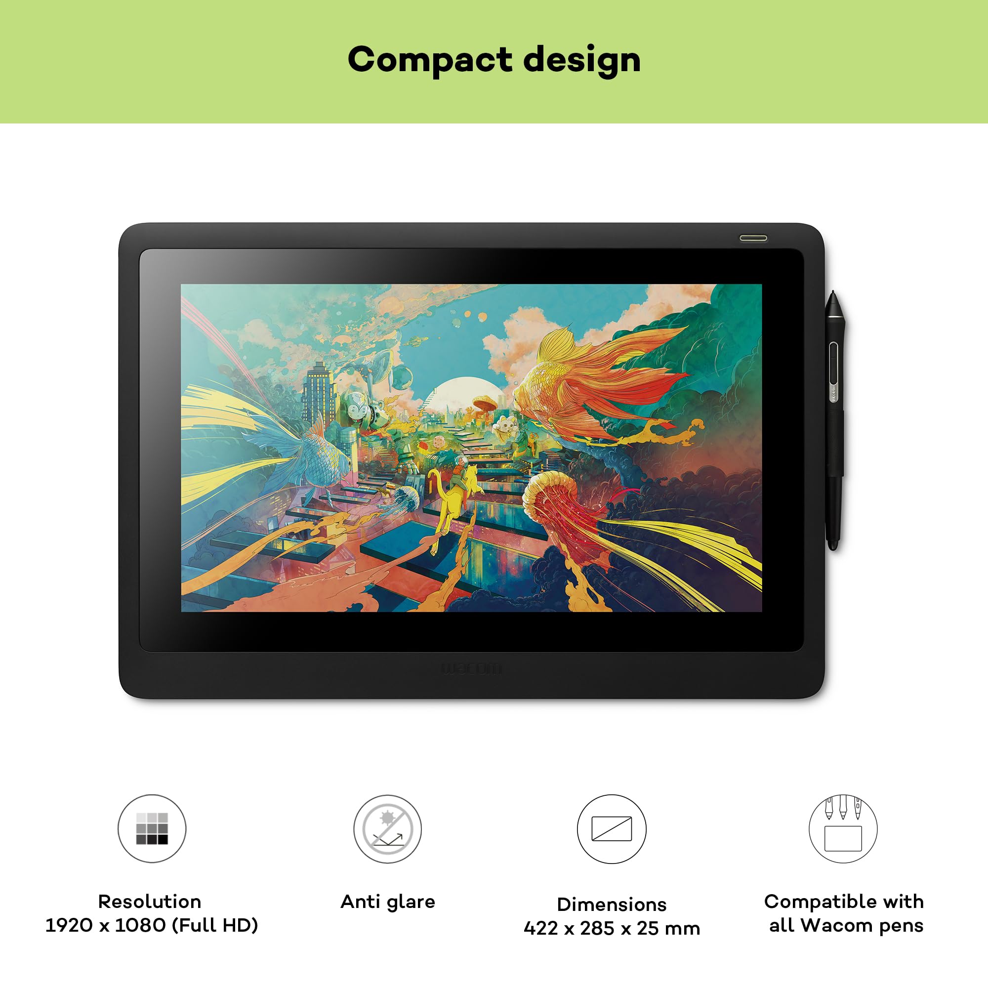 Amazon | Wacom Cintiq 16 graphic tablet 5080 lpi 344.16 x 193.59