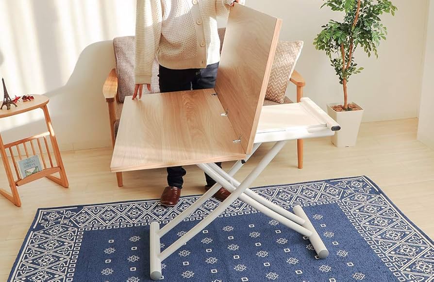 昇降テーブル テーブル グロリアス 82-645 (ナチュラル/ホワイト