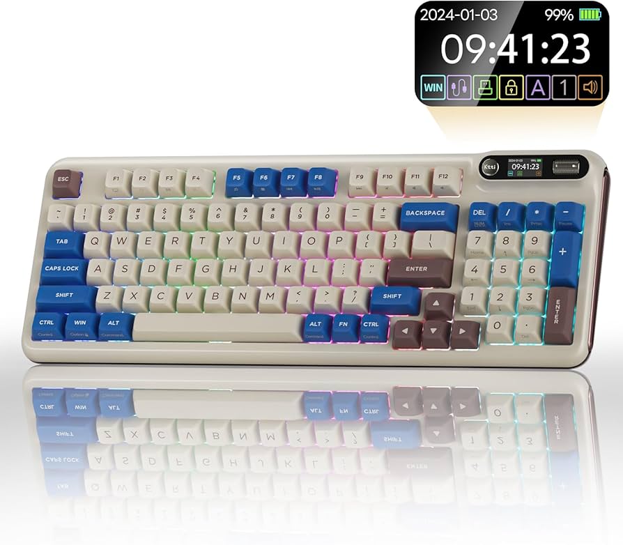 Amazon.com: KZZI Z98 Wireless Mechanical Keyboard, Smart Display