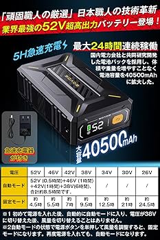 Amazon.co.jp: 【2025年暴風新登場 52V超高出力】 ファンバッテリー