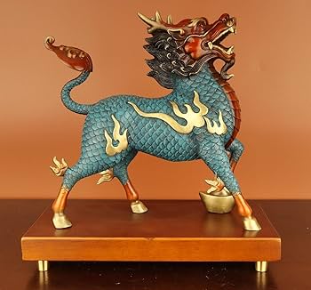Amazon.co.jp: 高級像純銅の麒麟動物の像彫刻風水富の神の置物キリン富