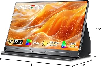 Amazon.com: UPERFECT 17.3'' 4K Portable Monitor QLED, 500 Nits 100