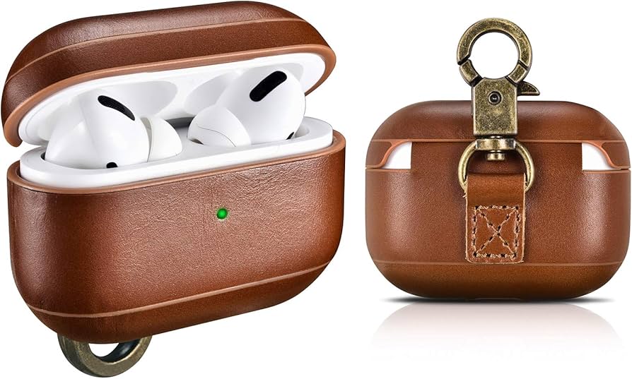 Amazon | Airpods Pro ケース レザーキーチェーン付き 本革 ポータブル