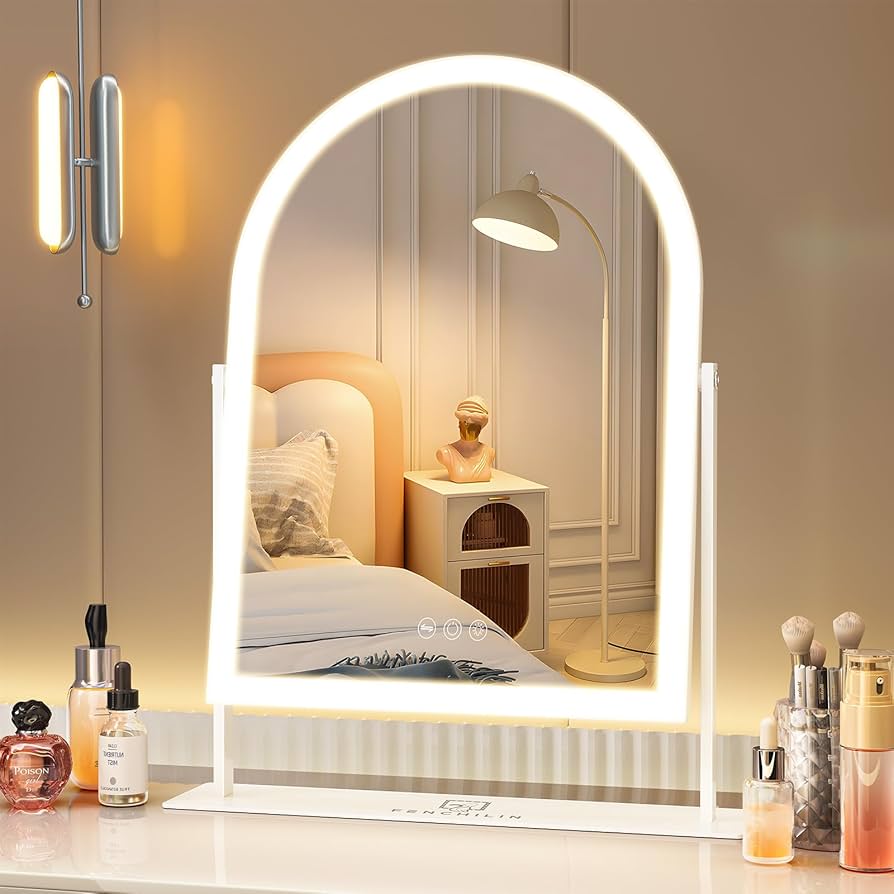 Amazon.co.jp: FENCHILIN 女優ミラー 卓上鏡 ハリウッドミラー アーチ