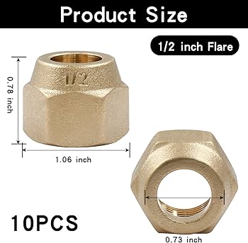 Amazon | Cionyce 10個パック 真鍮フレアナット エアコン用 銅パイプ