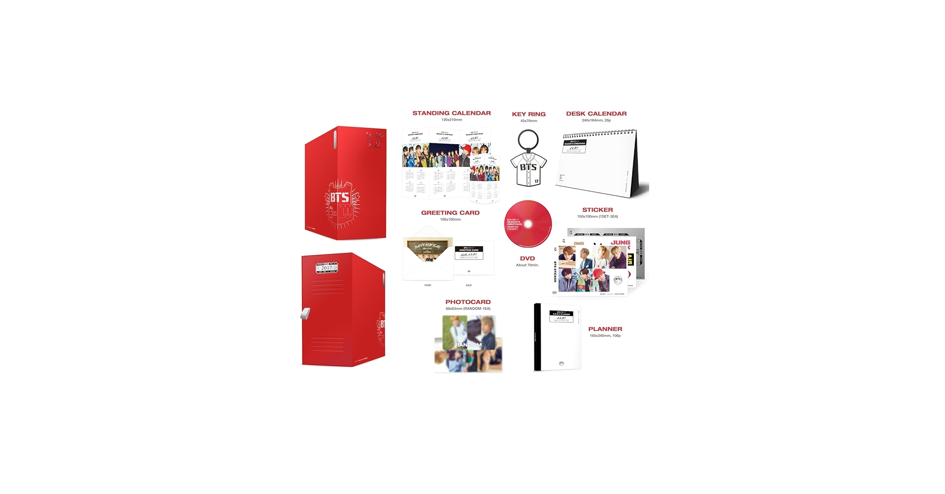 BTS 2017 SEASON'S GREETINGS 1 DVD+2 Calendars+Planner+2p Card+
