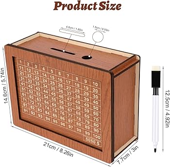 Amazon.com: Homgaty Wooden Money Box Money Bank,100 Days Saving