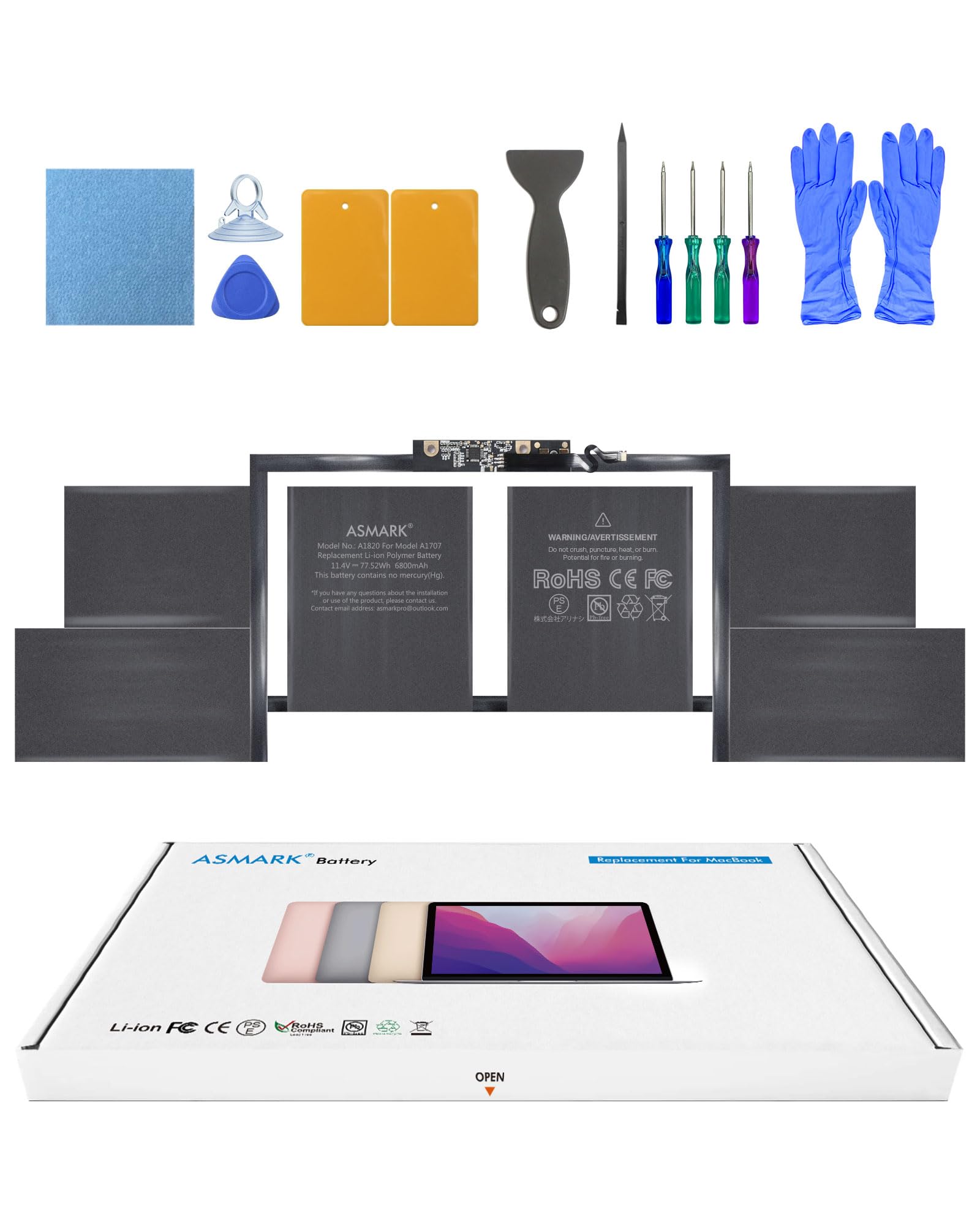 Amazon.co.jp: ASMARK Macbook Pro A1707 バッテリー 交換 適用 15