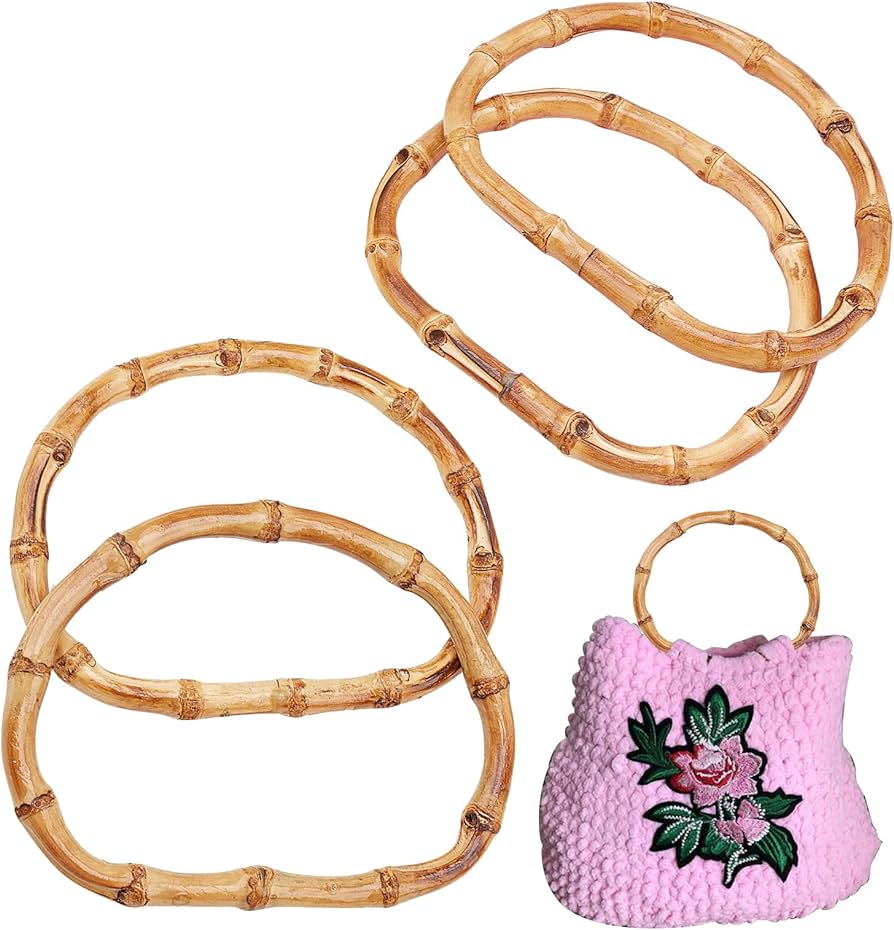 Amazon.co.jp: CHGCRAFT 4個セット バッグハンドル D形 バンブー持ち手