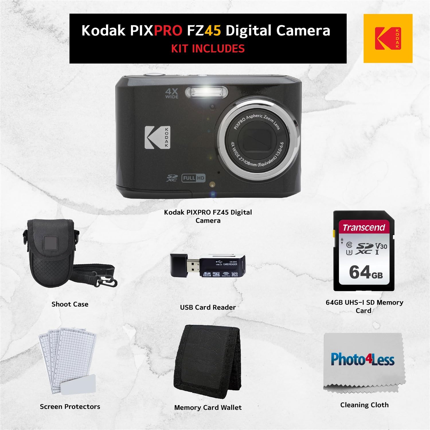 Amazon.com : Kodak PIXPRO FZ45 Digital Camera Bundle with Black