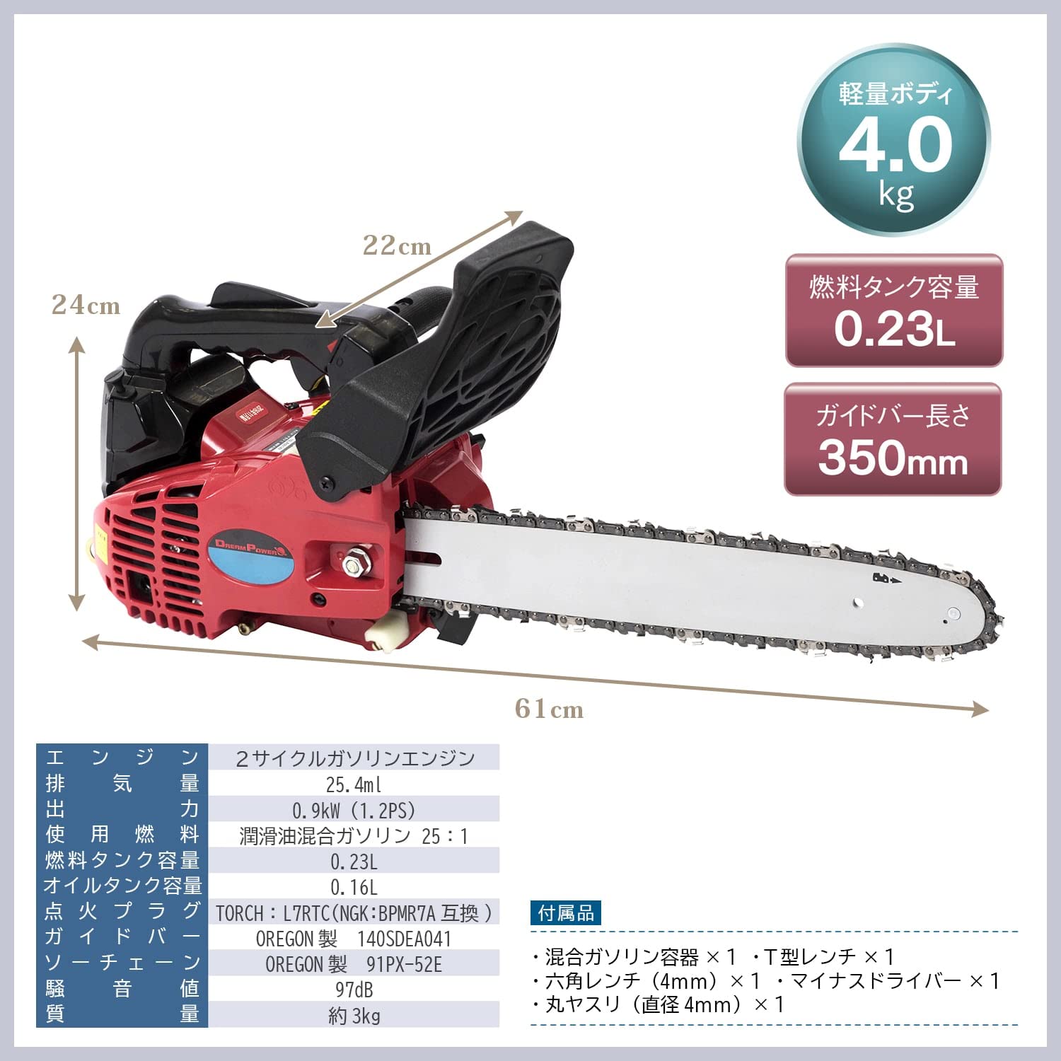 Amazon.co.jp: [ナカトミ] チェーンソー エンジン式 ガイドバー350