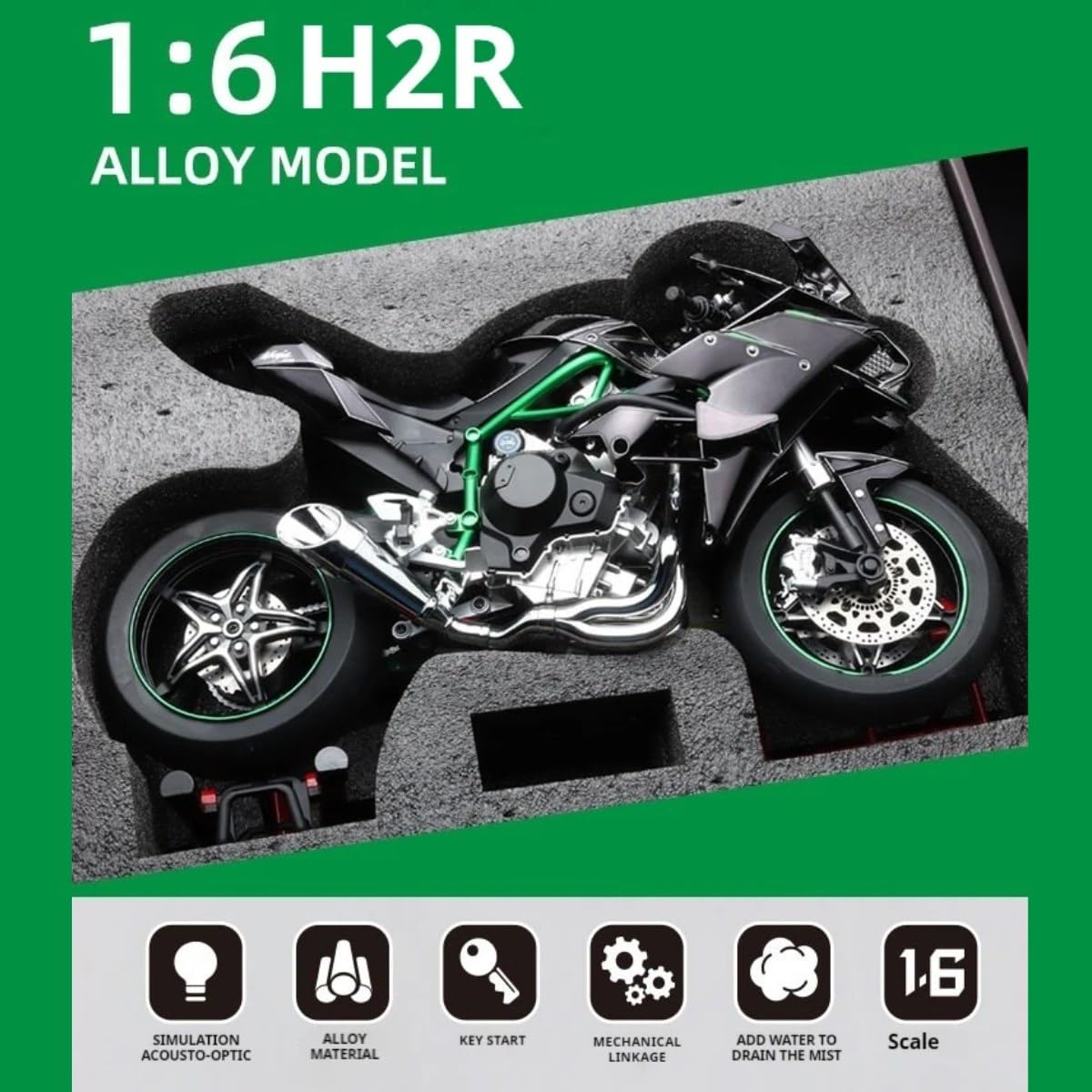 Amazon.co.jp: HTLNUZD 1/6スケール H2R 合金 ダイカスト バイク 音と