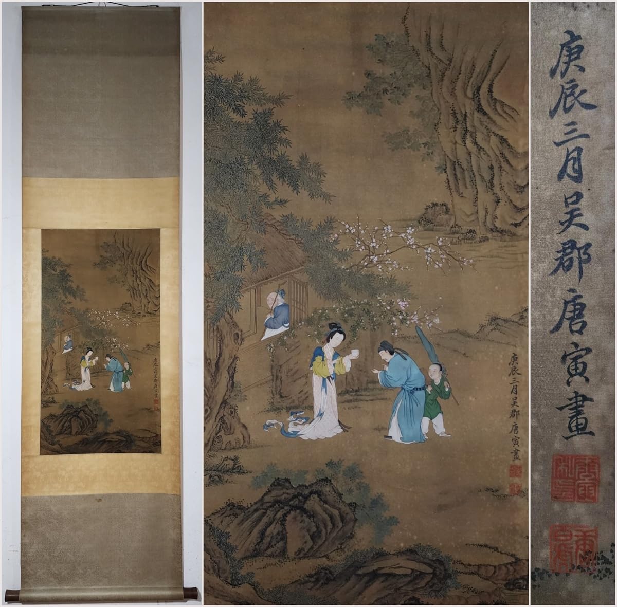 掛軸 韓国、朝鮮書画 張承業「風景」サイン 紙本 肉筆手描き ☆呉昌碩