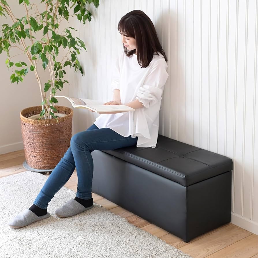 Amazon｜山善(YAMAZEN) 収納スツール ダブルサイズ 2人掛け ベンチ