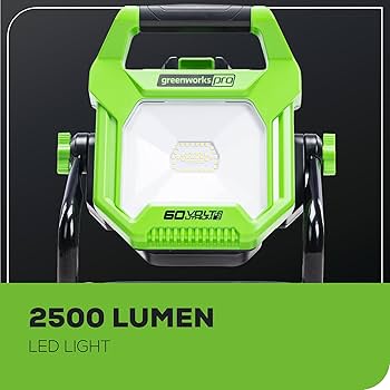 Greenworks Pro 60V (AC/DC) 2500-Lumen LED Work Light, 360° Head