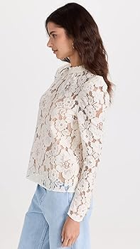 Amazon.com: WAYF Women's Emma Puff Sleeve Lace Top, Ivory Lace