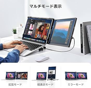 Amazon.co.jp: Dopesplay 1200P 360°回転 1画面 デュアルモニター 14