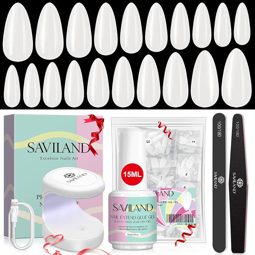 Amazon | Saviland ネイルチップキット 500pcsネイルチップ グルー