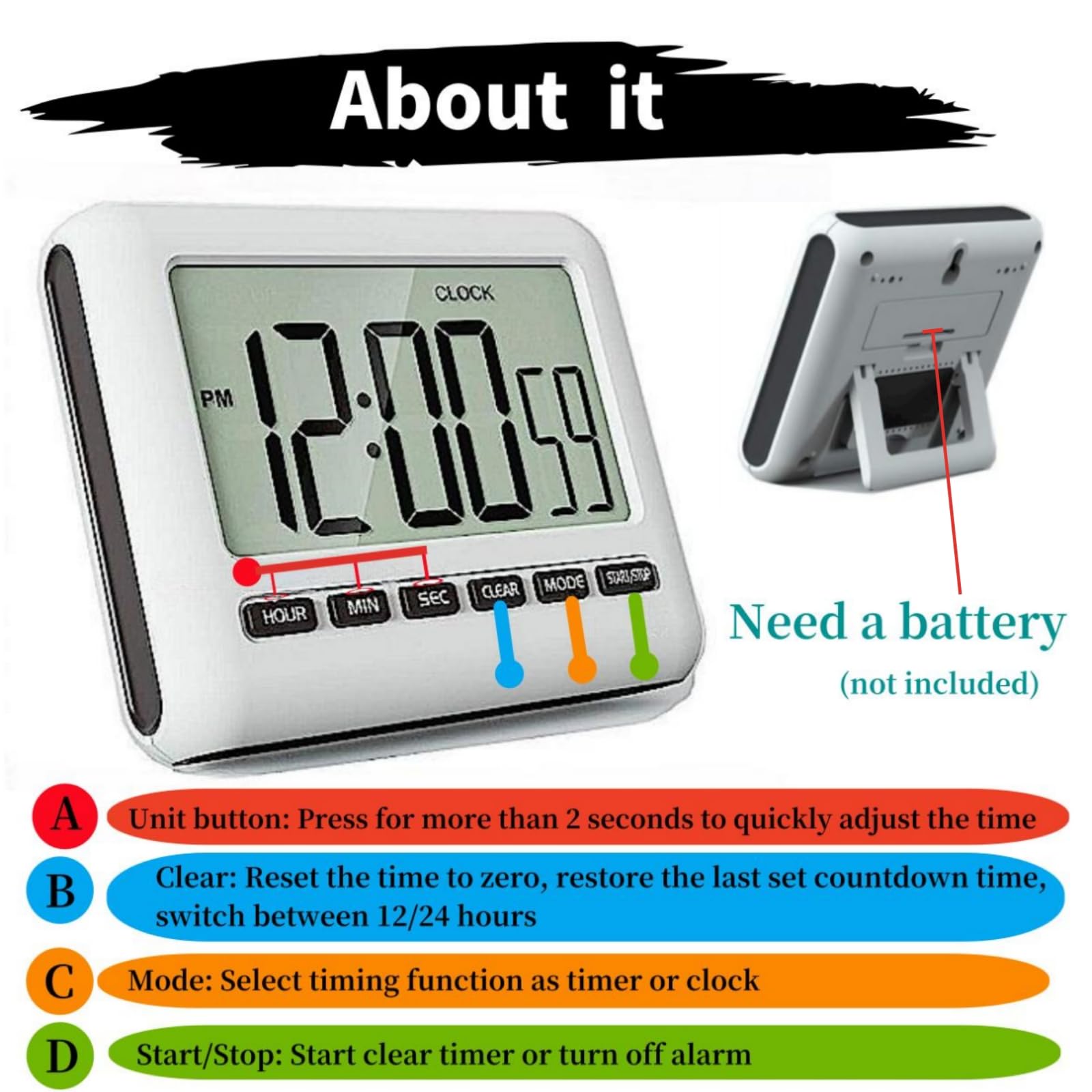 Amazon.com: Generic Magnetic Digital Clock for Kitchen - Timer