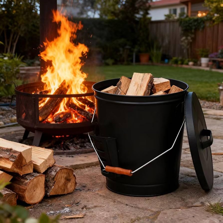 Amazon.com: ZENY Fireplace Ash Bucket with Shovel and Lid, 5