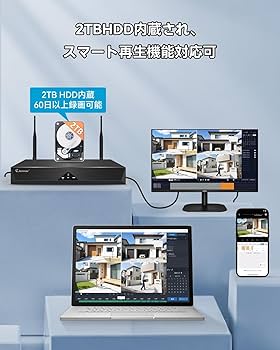 Amazon.co.jp: Jennov 防犯カメラ 屋外 800万画素NVR対応 4台セット AI