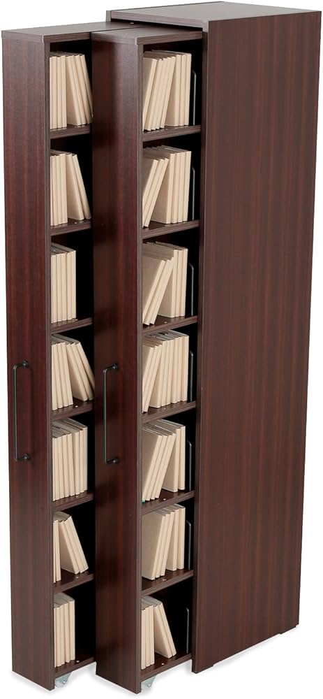 Amazon｜LOWYA ロウヤ 本棚 スライド 大容量 スリム 可動棚 教科書