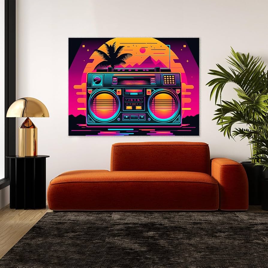 Amazon.com: Sense Canvas Synthwave Retro Boombox 53 Canvas Art