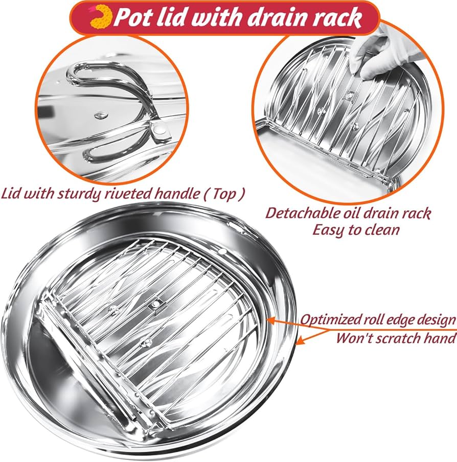 Amazon.com: Deep Fryer Pot, 4.4Qt /11 Inch Japanese Style Small