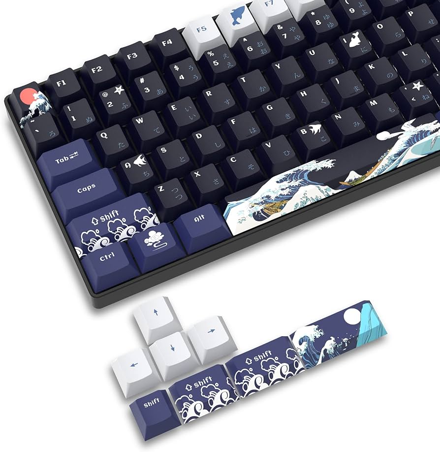 Amazon.com: XVX PBT Keycaps 132 Keys, Great Wave Off Kanagawa