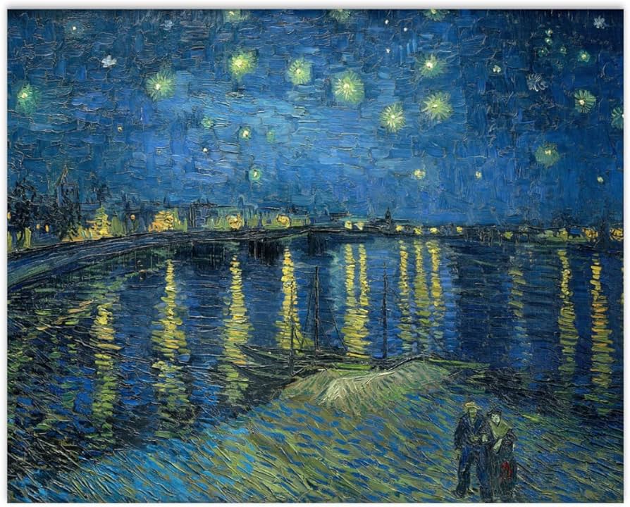 Amazon.co.jp: デジタル油絵 ゴッホ ローヌ川の星月夜 数字油絵 DIY絵