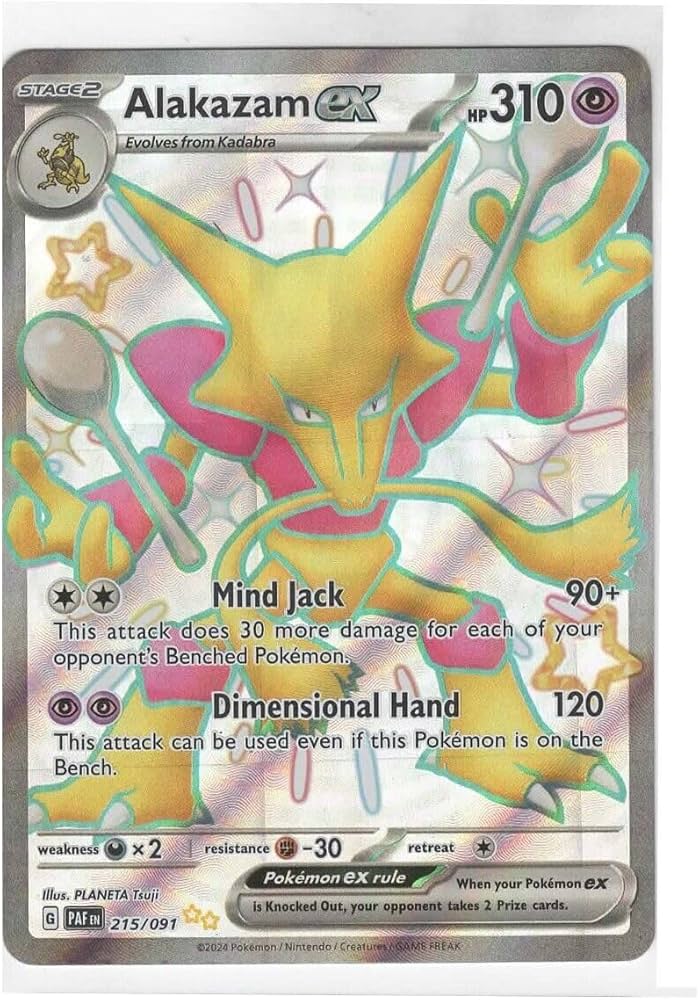 Amazon.com: Pokémon - Alakazam ex 215/091 - Paldean Fates - Full