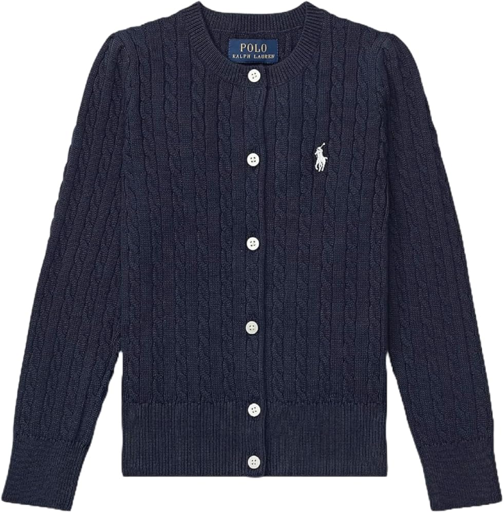 Amazon.com: Ralph Lauren Polo Girls Cotton Knit Cable Cardigan