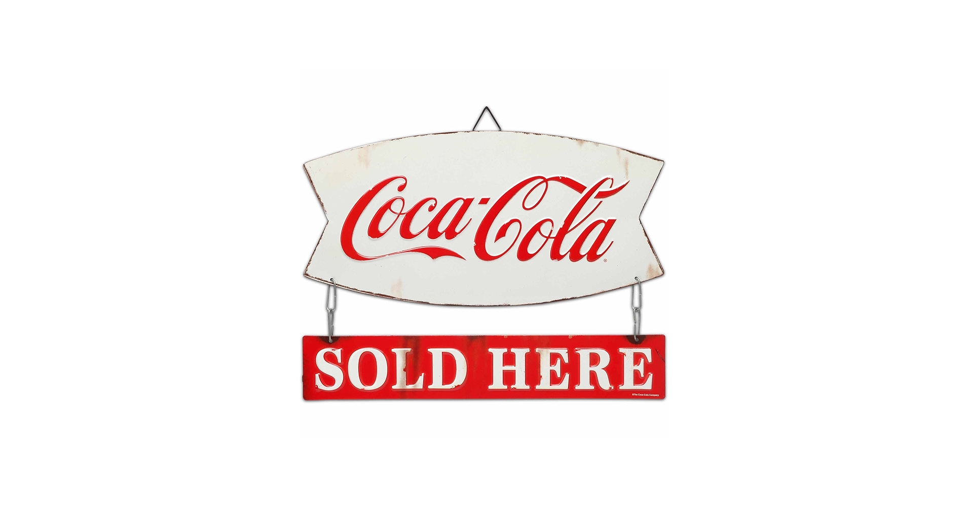 Amazon.com: Coca-Cola Sold Here Linked Embossed Metal Sign